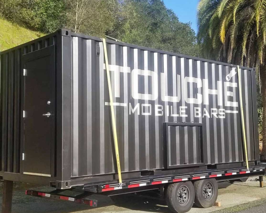 ROXBOX Containers custom shipping container mobile bar built for Touché Mobile Bars in the San Francisco Bay Area.