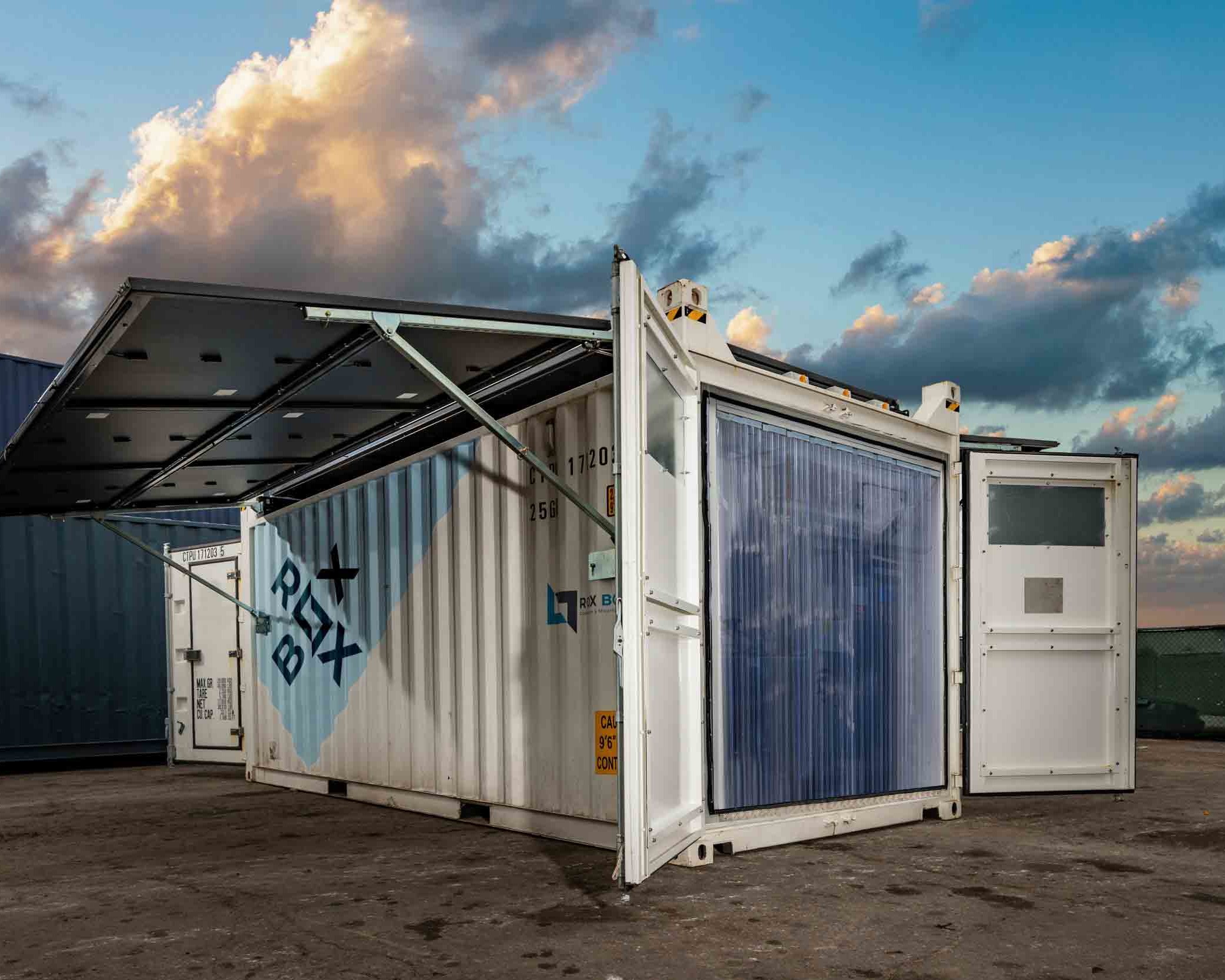 ROXBOX Containers 20' HELIOS Solar shipping container refrigeration unit.